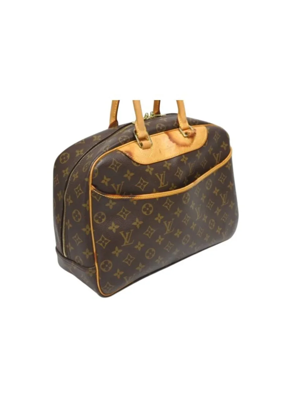 Louis Vuitton Monogram Deauville Handbag Brown Logo Bag